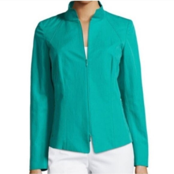 Lafayette 148 New York Doris Cotton and Linen Blend Zip Up Jacket - Picture 1 of 9